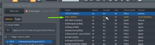 Adding Ana 2 (64bit) plugin to FL Studio 20