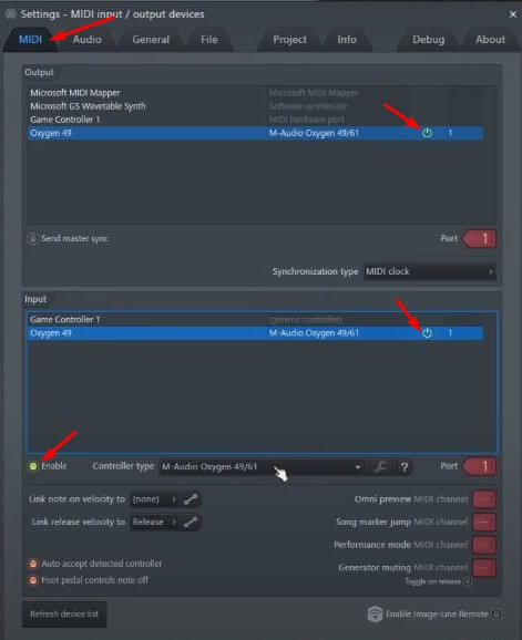 Configuring a MIDI keyborad in fl studio 20