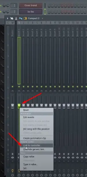 assigning slider of a MIDI controller to the mixer in fl studio 20