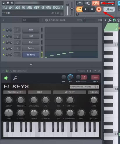 recording with a MIDI keyboard in FL Studio 20