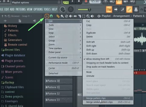 merge audio clips fl studio