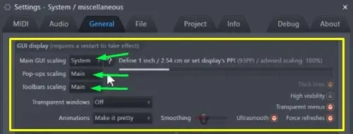 Resizing plugins on FL Studio through GUI Display Settings